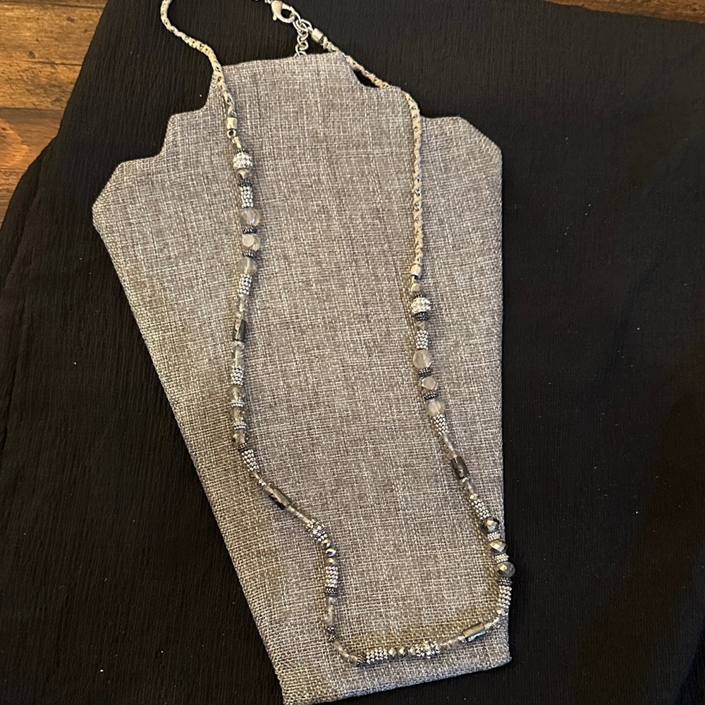 Chico's Silver and Gray Beaded Necklace